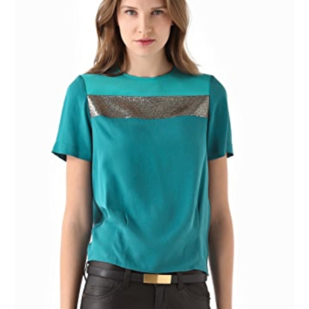 Diane Von Furstenberg "Darla" Teal Silk Top